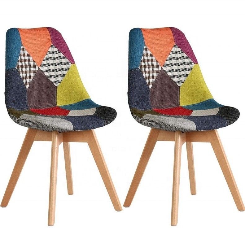Zonder gevouwen stof Linnen ontvangststoelen met rugleuning Zachte kussen Tulpen patchwork Scandinavische stoel voor de keuken