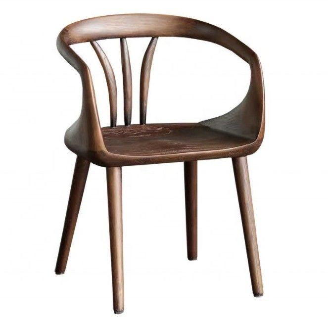 Zwarte Walnoot Luxe Eetstoel Solid Hout Achterstoel Moderne Nordic Leisure Eetstoel voor een elegante eetbeleving