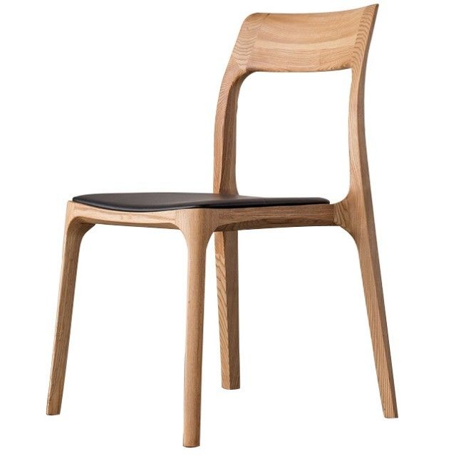 Op maat gemaakte ontwerpen Design stijl Elegante Noordelijke massieve houten eetstoel met PU leer stoel