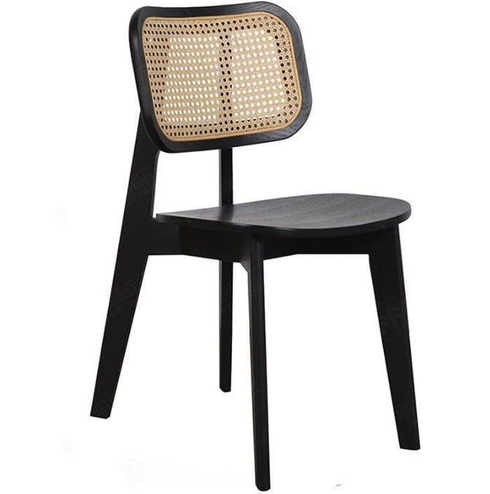 Restaurants stoel W46*D46*H86CM Vintage Rattan Solid Wood Eetstoel voor huishoudelijk meubilair