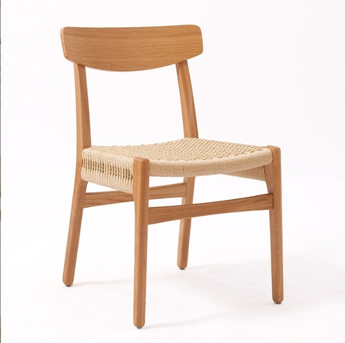 Moderne Woven Cord Solid Wood Eating Chair voor Hotel Restaurant W50*D50*H77 cm Postverpakking Y