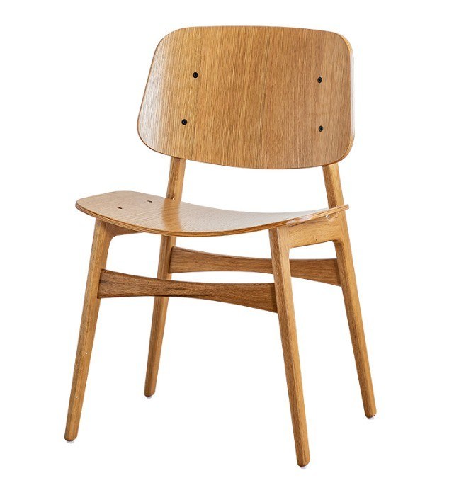 Geen op maat gemaakte ontwerpen Luxe Nordic Solid Wood Eetstoel met Wit Eiken Houten Frame