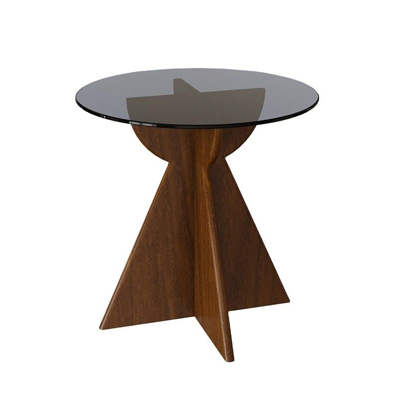 Massief hout ronde zijkant glas boventafel koffietafel voor woonkamerontwerp Algemeen huishoudelijk meubilair gelakt afwerking