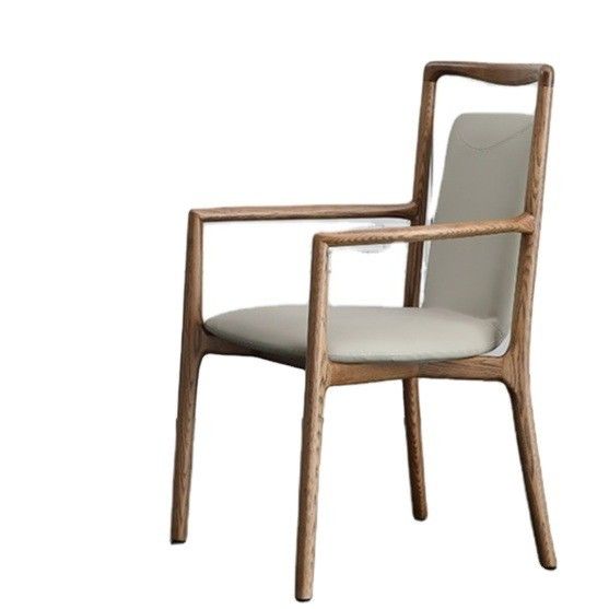Home Meubelen Algemeen Italiaans Design Moderne Solid Wood PU Lederij Eetkamer Restaurant Stoel met armsteun