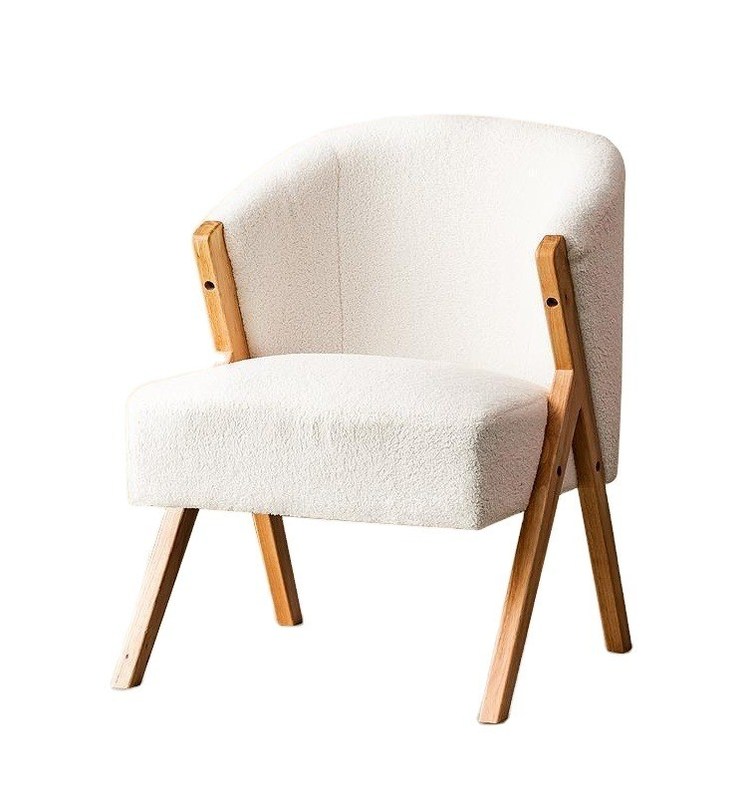 Hout lamswol eetstoelen in moderne Noordse stijl W60*D68*H77CM Perfect voor woonkamer Nagelsalon en eetkamer