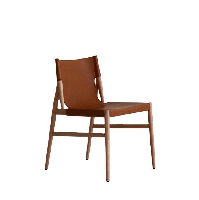 Houten eetstoel Italiaanse klassieke luxe moderne café stoel Zwarte/bruine stijl Leven PU leer woonkamermeubilair