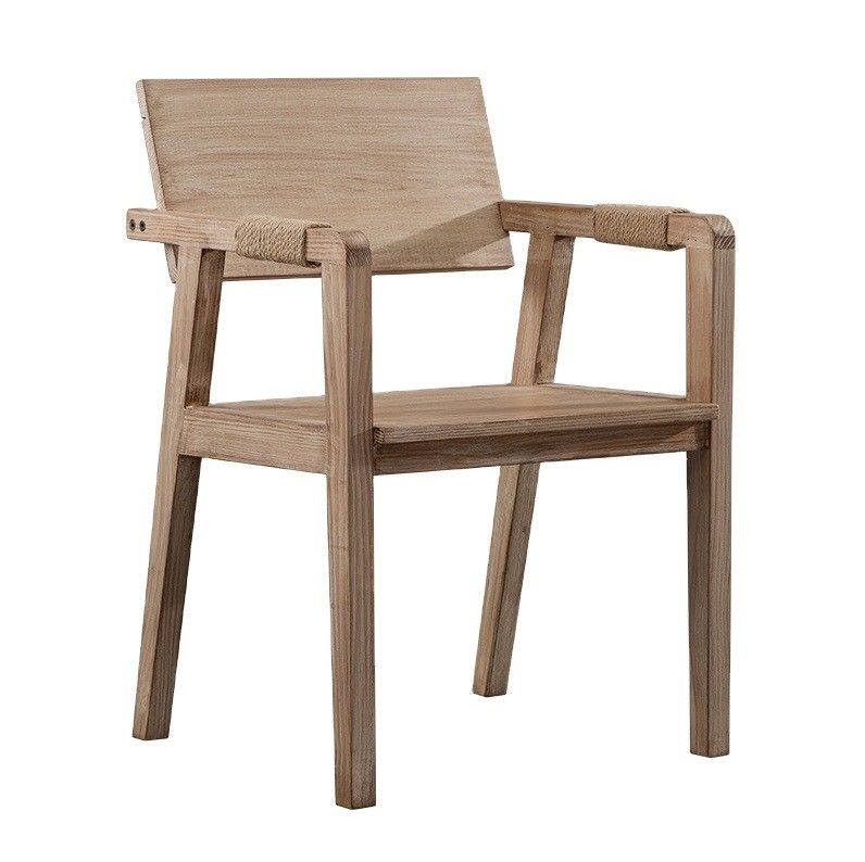 Woonkamer Meubelen Eetstoel Japanse design Moderne restaurantstoel van massief hout met armsteun en rubberen houten dekselmateriaal