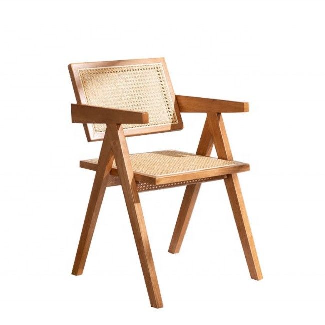 OEM-service geaccepteerd Eetkamermeubelontwerper Nordic Solid Wood Rattan Chair met rugleuning