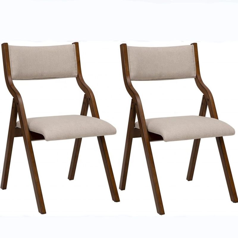 NC/PU Verf Afwerking Houten benen Stof Polstered Eetkamer Opvouwbare stoel voor restaurantleveranciers in bulk