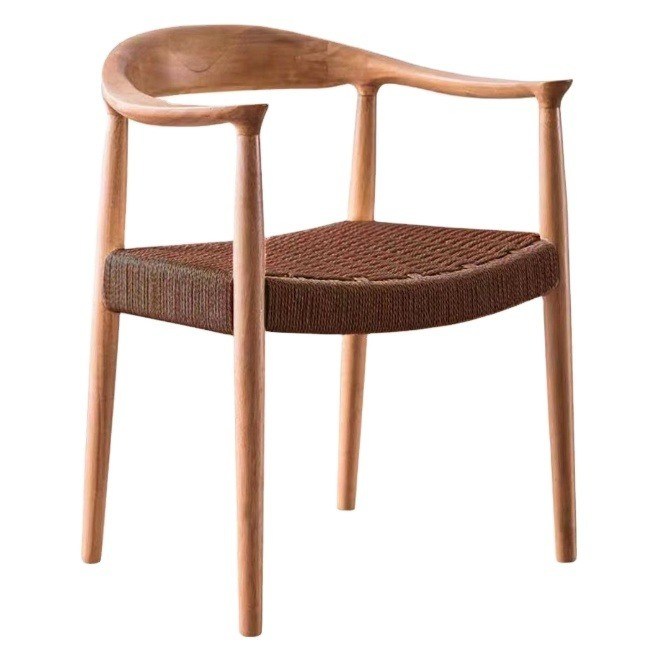 Verbeter uw eetbeleving met Nordic Design Stijl Solid Wood Woven Cord Eetstoelen Met Arms