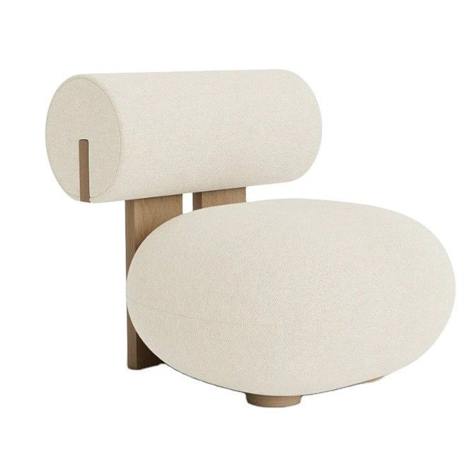 Woonkamer stoel met houten been creatief modern houten ontspanningstijl lamswol single sofa stoel W70*D81*H71CM