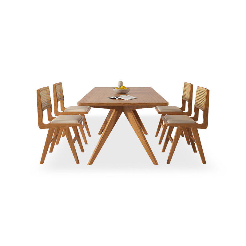 Hall Hout massieve tafels en stoelen voor restaurant rechthoekig houten set van eettafel in modern ontwerp