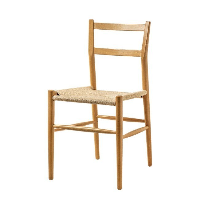 Stevige houten eetstoel met geweven koordkussing De perfecte aanvulling op uw studietafel en vrijetijdscafé