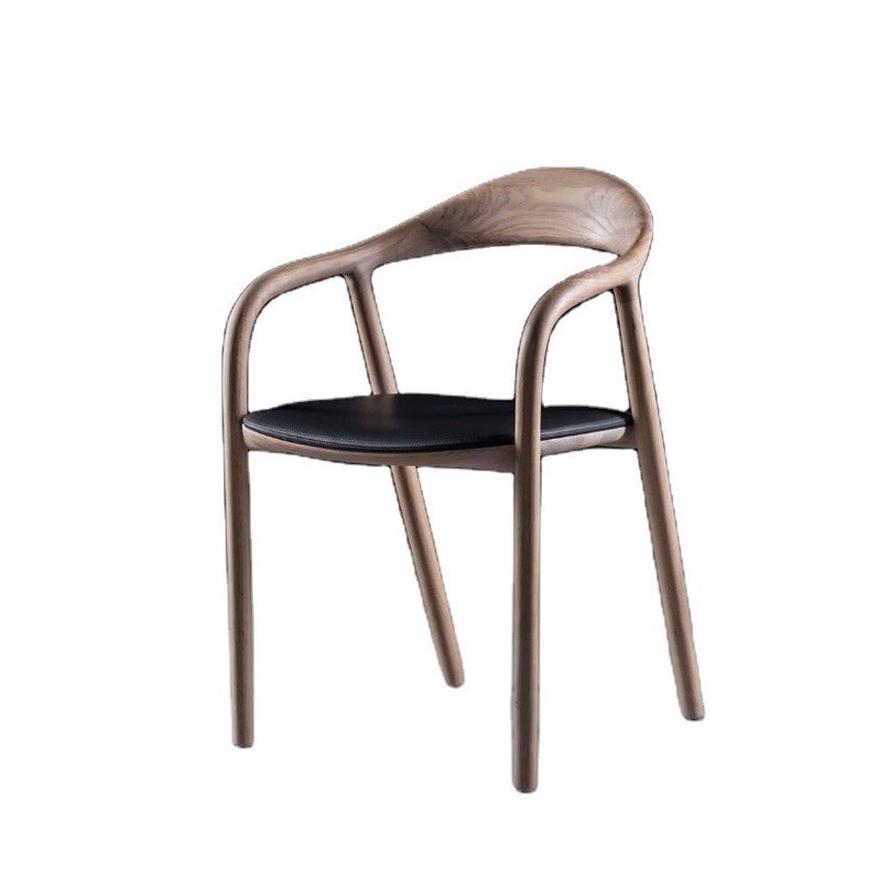 Algemene huishoudelijke meubels Vintage Eetstoel van massief hout met polsterarmsteun en kussen