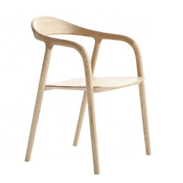 Franse moderne massief houten armleuning Houten eetstoel in postverpakking voor luxe woonkamermeubilair
