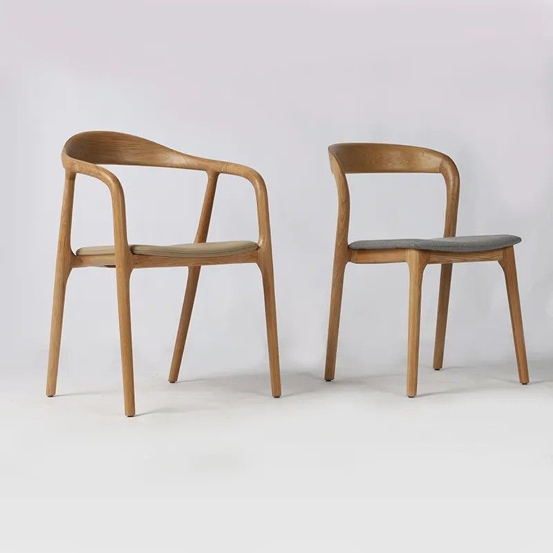 Home Meubelen Eetstoel Eiken Hout Design Moderne Noordse stijl Bedekkamer Witte stoelen voor de keuken Pu leer Houten