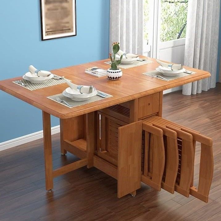 Home Office Afklaptafel van massief hout in Amerikaanse notenkleur met massief frame en stijl