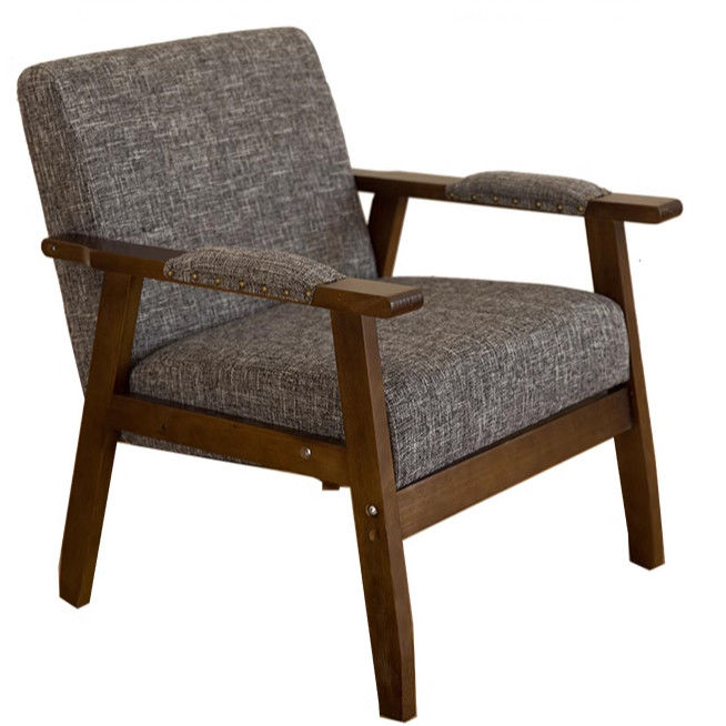 Moderne ontwerp zachte stoel stoel voor woonkamer en hotel W65*D59*H75CM Solid Wood Fabric Houten sofa stoel