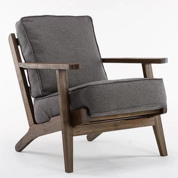 Stof gepoleerde stoel van massief hout Nitrolacquer Finish Leisure Lounge stoel voor woonkamer