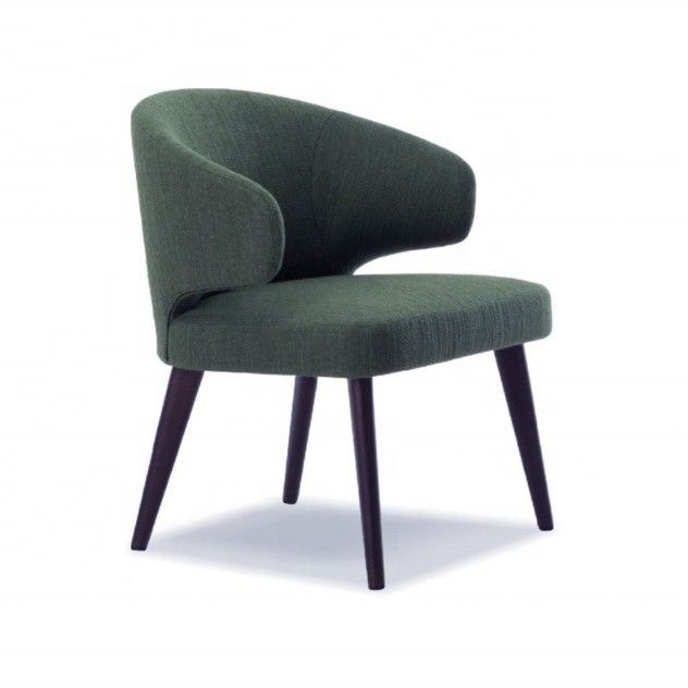 OEM Ja Eetkamer Houten benen Fluwelen fauteuil Eenpersoons vleugel rugleuning Eetstoelen voor luxe restaurantmeubilair
