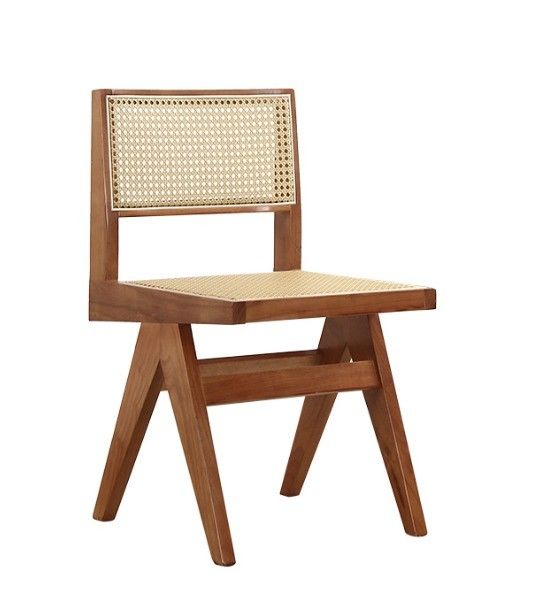 Houten rubberen zachte stoel modern ontwerp houten rotan eetkamer stoel voor woonkamer en hotel