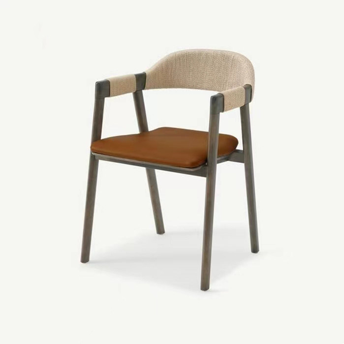 Kantoorgebouw Eetkamer stoel met geweven koord en gelakt afwerking in vintage houten ontwerp