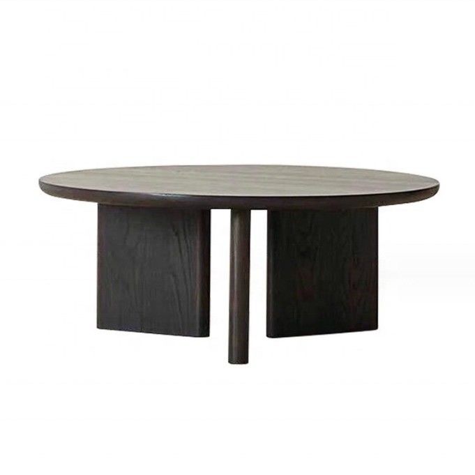Home Meubelen Moderne driehoekige basis Koffietafel in nootkleur Houten raam voor eetkamermeubelen