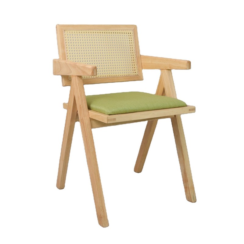 OEM-service W46*D47*H91CM Nordic Houten meubels Polsterde Rattan rugleuning Massivhouten eetstoelen voor hotelrestaurant