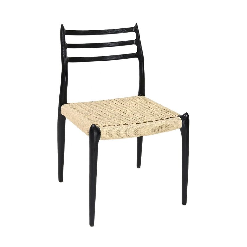 Buiten touw stoel Geweven stoel van massief hout Armloze stoel Comfort Eetkamer Woonkamer touw stoel Meubelen met geen gevouwen