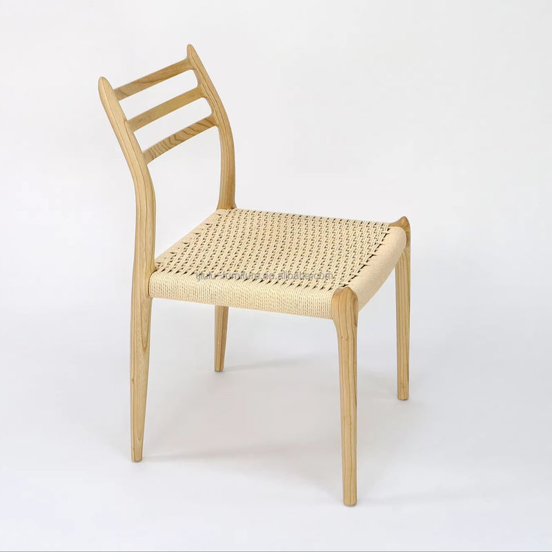 Comfortabele handgeweven Y mail verpakking moderne stijl buitenste massieve houten touw stoel voor eet- en woonkamermeubelen