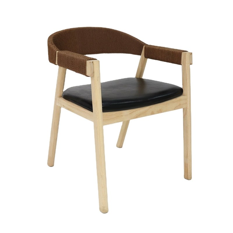 Vakantiefaciliteiten Eetstoel van massief hout voor restaurant Handgeweven touw Algemeen Eenvoud Huismeubilair