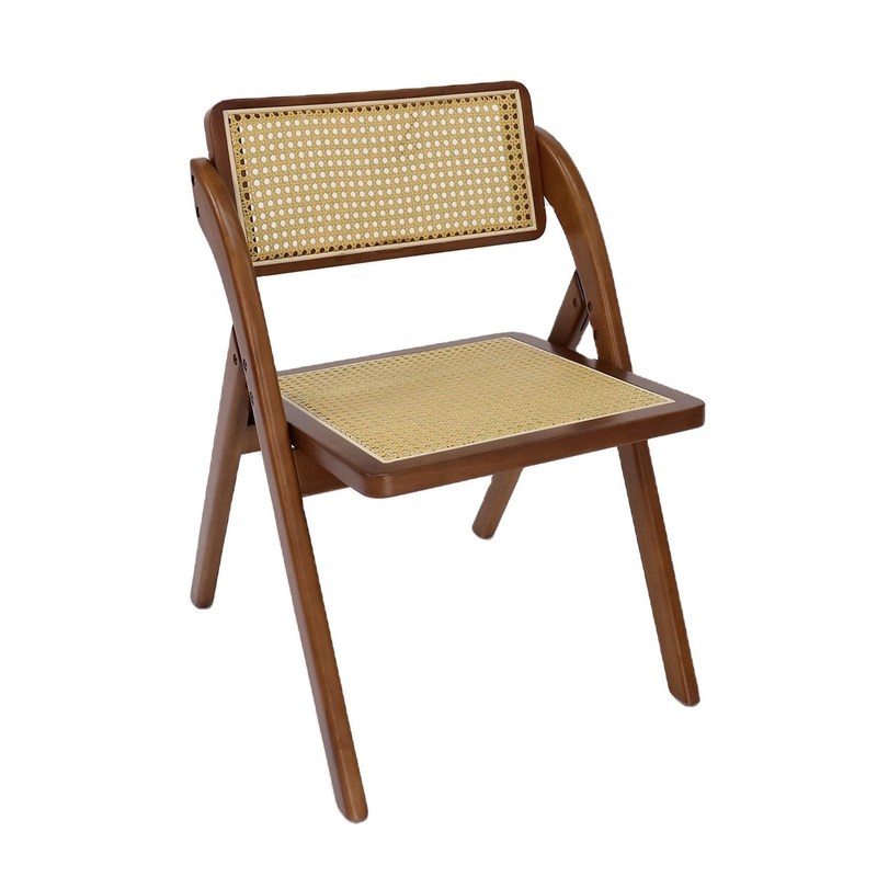 Vintage opvouwbare houten eetstoel van rattan voor restaurant in klassieke stijl
